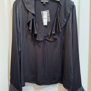 J. Crew Women's Goldie top in black satin size medium